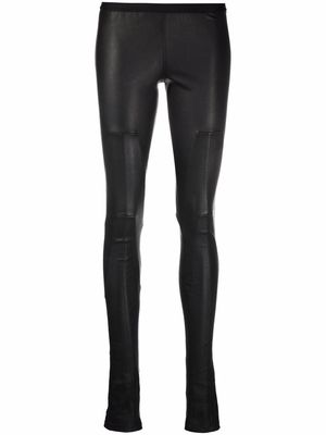 Rick Owens mid-rise leather leggings - Black