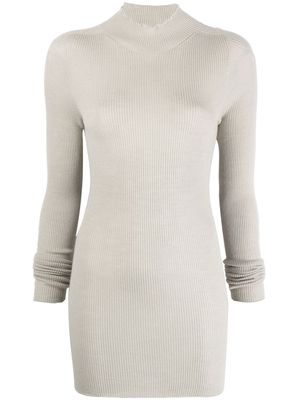 Rick Owens mock-neck ribbed virgin wool jumper - Neutrals