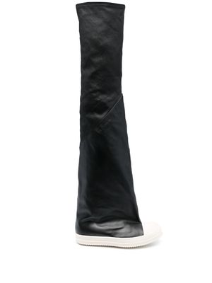 Rick Owens Oblique thigh-high leather boots - Black
