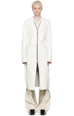 Rick Owens Off-White Paneled Leather Coat