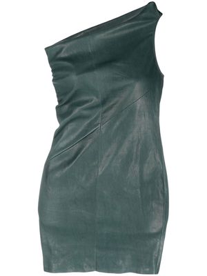 Rick Owens one-shoulder leather mini dress - Green