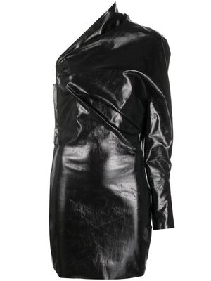 Rick Owens one-sleeve draped mini dress - Black