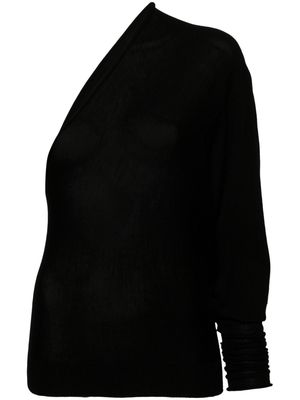 Rick Owens one-sleeve knit wool top - Black