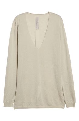 Rick Owens Oversize Deep V-Neck Cashmere Sweater in Pearl