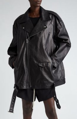 Rick Owens Oversize Leather Biker Jacket in Black