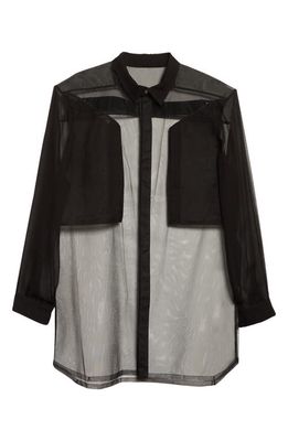 Rick Owens Oversize Sheer Button-Up Shirt in Black