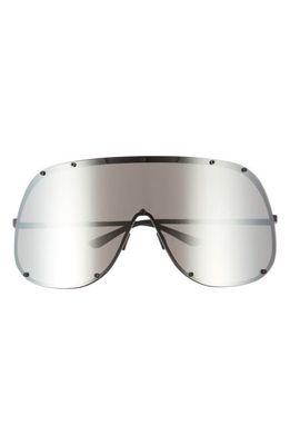 Rick Owens Oversize Shield Sunglasses in Black Temple/Flash Gold Lens