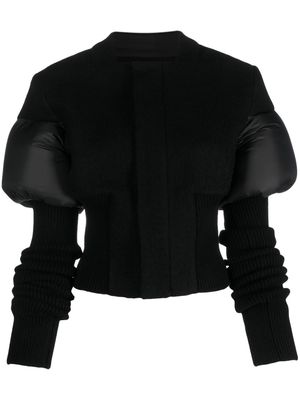 Rick Owens padded-panels ribbed-knit fitted jacket - Black