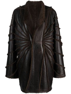 Rick Owens panelled-design leather coat - Brown
