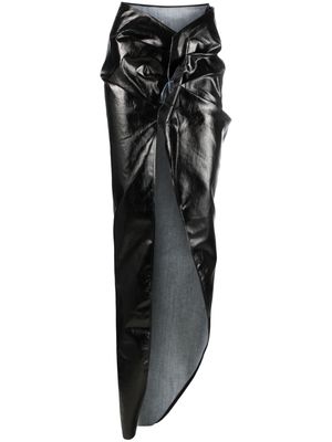 Rick Owens patent-finish draped skirt - Black