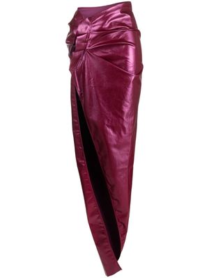 Rick Owens patent-finish draped skirt - Pink