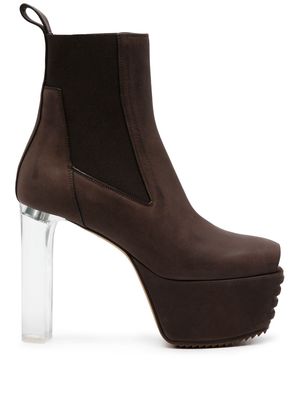 Rick Owens peep-toe leather ankle boots - Brown