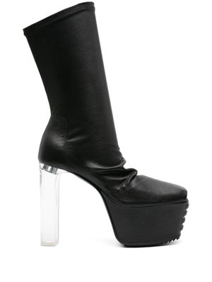 Rick Owens peep-toe leather mid-calf boots - Black