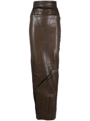 Rick Owens Pillar rear-slit cotton maxi skirt - Brown