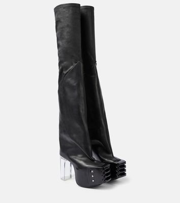 Rick Owens Platform leather over-the-knee boots