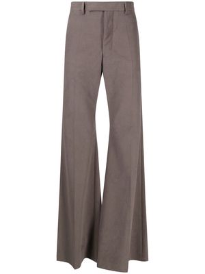 Rick Owens pressed-crease flared tailored trousers - Brown