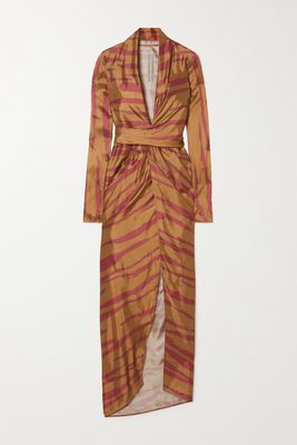 Rick Owens - Printed Satin Wrap Gown - Red