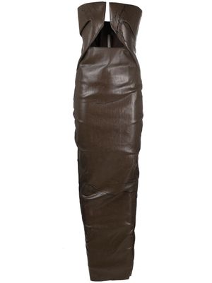 Rick Owens Prong cracked denim gown - Brown