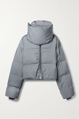 Rick Owens - Quilted Metallic Shell Down Jacket - Silver