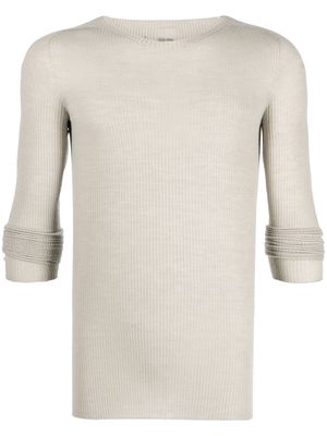 Rick Owens ribbed-knit fitted T-shirt - Neutrals