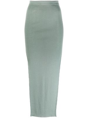 Rick Owens ribbed-knit side-slit skirt - Green
