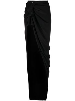 Rick Owens ruffle-trim draped maxi skirt - Black