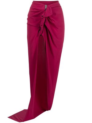Rick Owens ruffle-trim draped maxi skirt - Pink