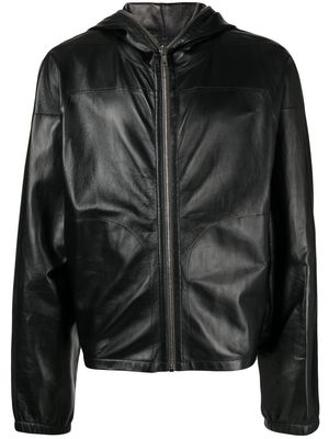 Rick Owens sealed leather windbreaker jacket - Black