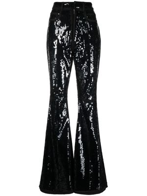 Rick Owens sequin-embellished flared trousers - Black
