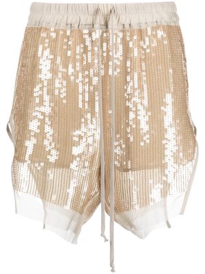 Rick Owens sequin-embellished short shorts - Neutrals