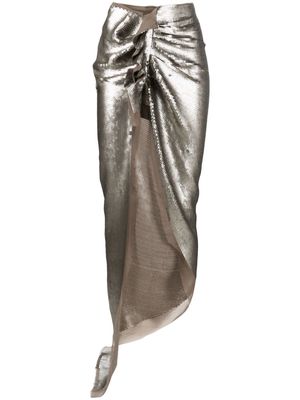 Rick Owens sequinned side-slit skirt - Silver