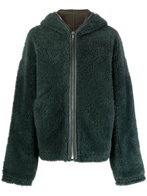 Rick Owens shearling hooded jacket - Green