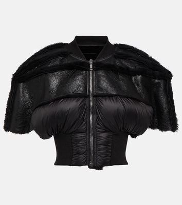 Rick Owens Shearling-trimmed leather and down jacket