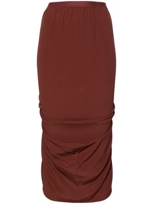 Rick Owens Shrimp draped midi skirt - Brown