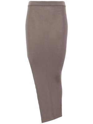 Rick Owens side-slit fine-knitted midi skirt - Grey