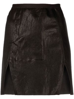 Rick Owens side-slit leather miniskirt - Black