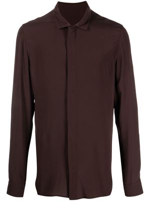 Rick Owens silk-blend long-sleeve shirt - Brown