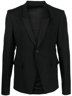 Rick Owens single-breasted virgin wool blend blazer - Black