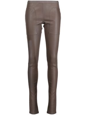 Rick Owens skinny-cut leather trousers - Brown
