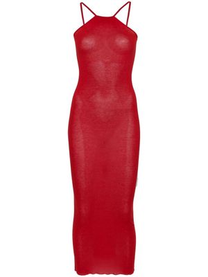 Rick Owens Skorpio fine-ribbed midi dress - Red