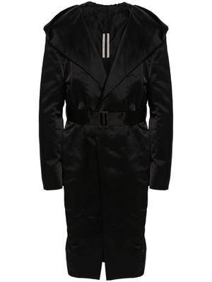 Rick Owens Slim belted hooded coat - Black