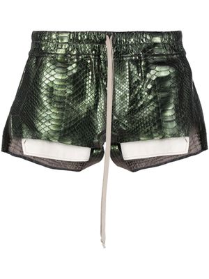 Rick Owens snakeskin-effect short shorts - Green