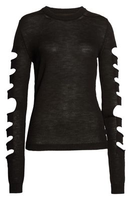 Rick Owens Spartan Biker Cutout Wool & Cotton Blend Sweater in Black