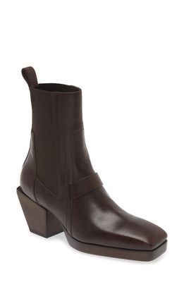 Rick Owens Square Toe Chelsea Boot in Brown/Brown