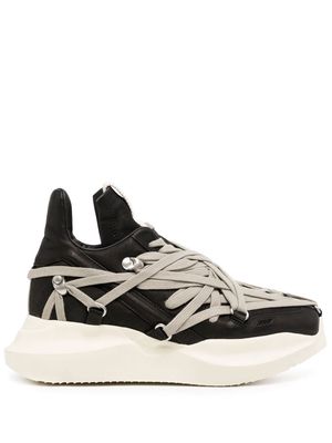 Rick Owens strap-detail leather sneakers - Black