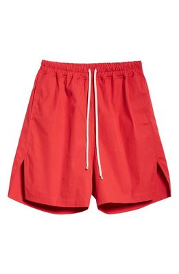 Rick Owens Stretch Cotton Boxer Shorts in Cardinal Red