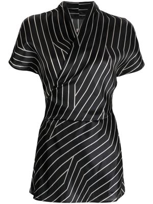 Rick Owens stripe-pattern wrap blouse - Black