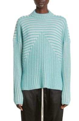 Rick Owens Stripe Wool & Mohair Blend Sweater in Aqua Pearl