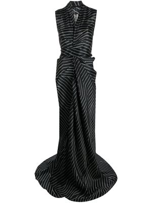Rick Owens striped sleeveless gown - Black