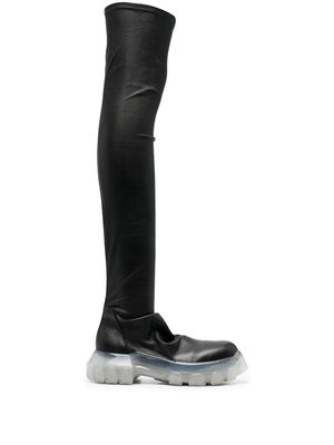Rick Owens thigh-high leather boots - Black
